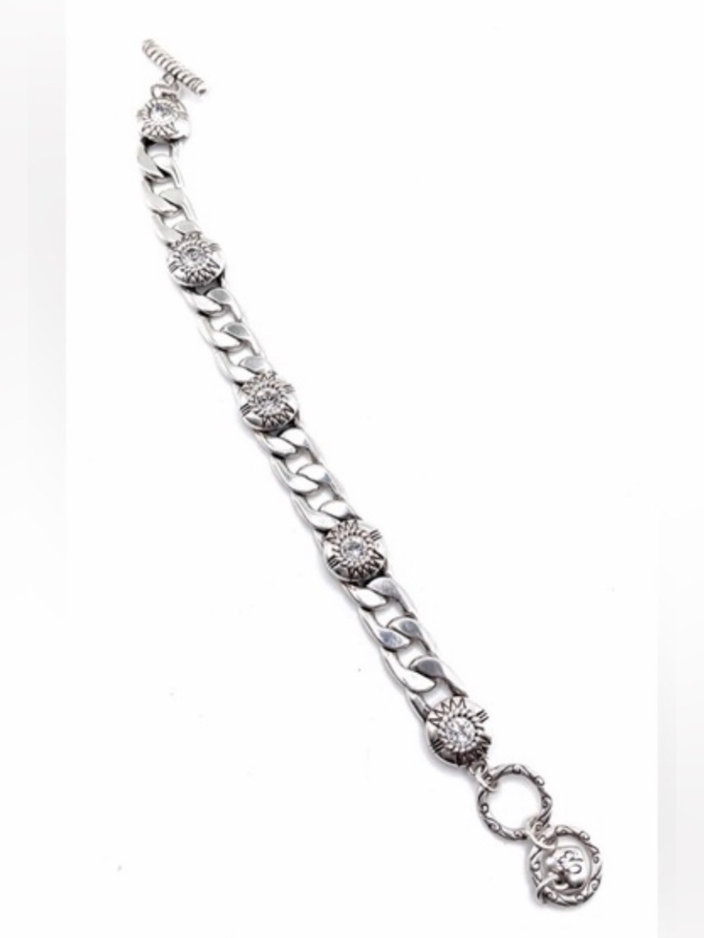 Brighton Bracelet Fortino Cuban flat link silver plated Swarovski crystal